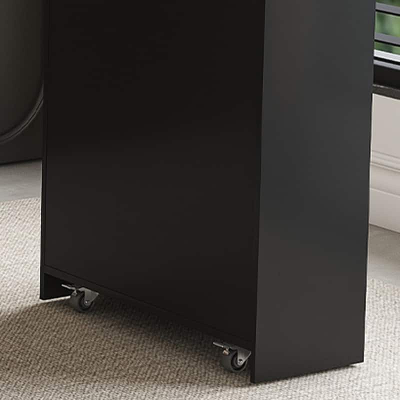 80-inch Expandable Kitchen Island with Dining Table, Marble-Grain Countertop, Mobile Storage Cart with Cabinet & 2 Drawers