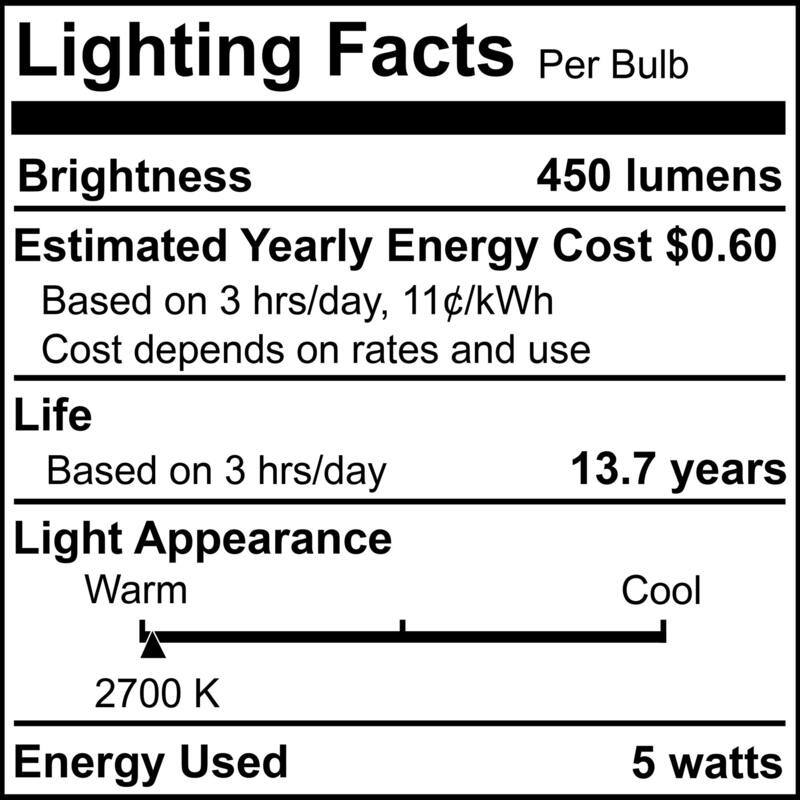 Bulbrite Pack of (4) 5 Watt Dimmable Clear Filament T14 Medium (E26) LED Bulb - 450 Lumens, 2700K, and 90 CRI
