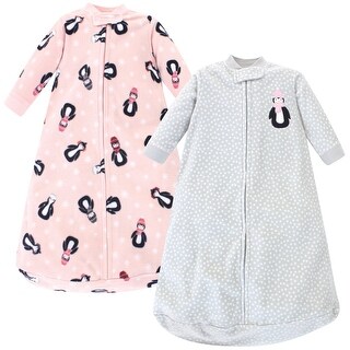 Hudson Baby Infant Girl Long-Sleeve Fleece Sleeping Bag, Pink Penguin, 0-9 Months - Pink Penguin - 0-9 Months