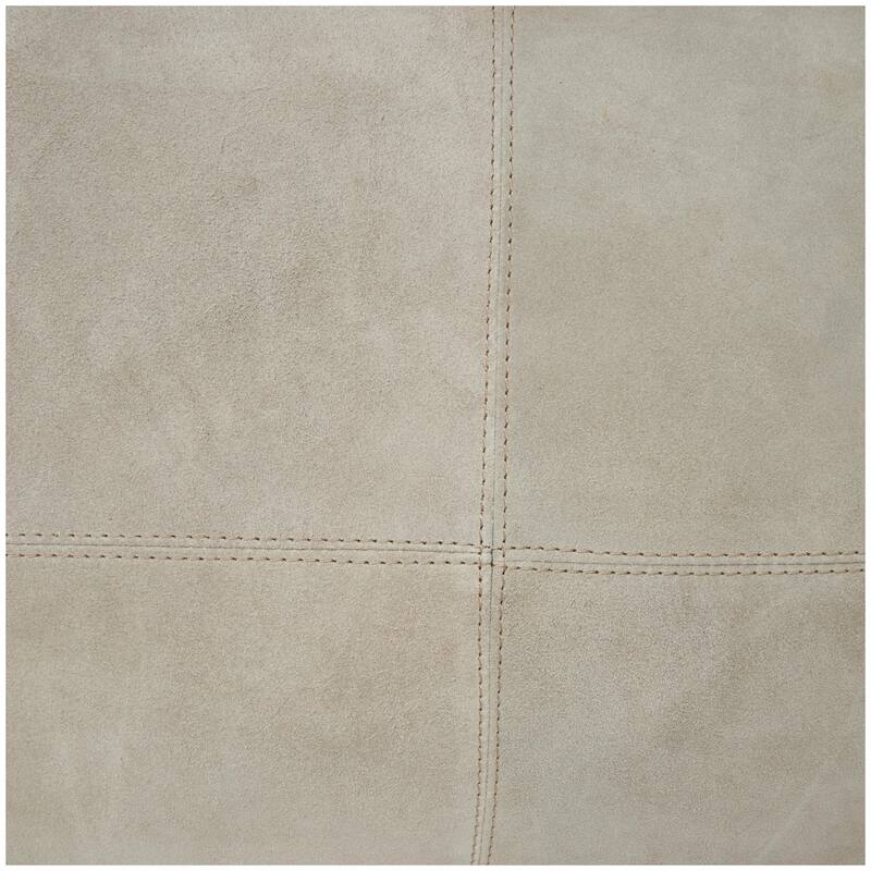Leather Low Profile Square Pouf with Patchwork Design - Brown, Gray or Dark Brown- Roche River Decor