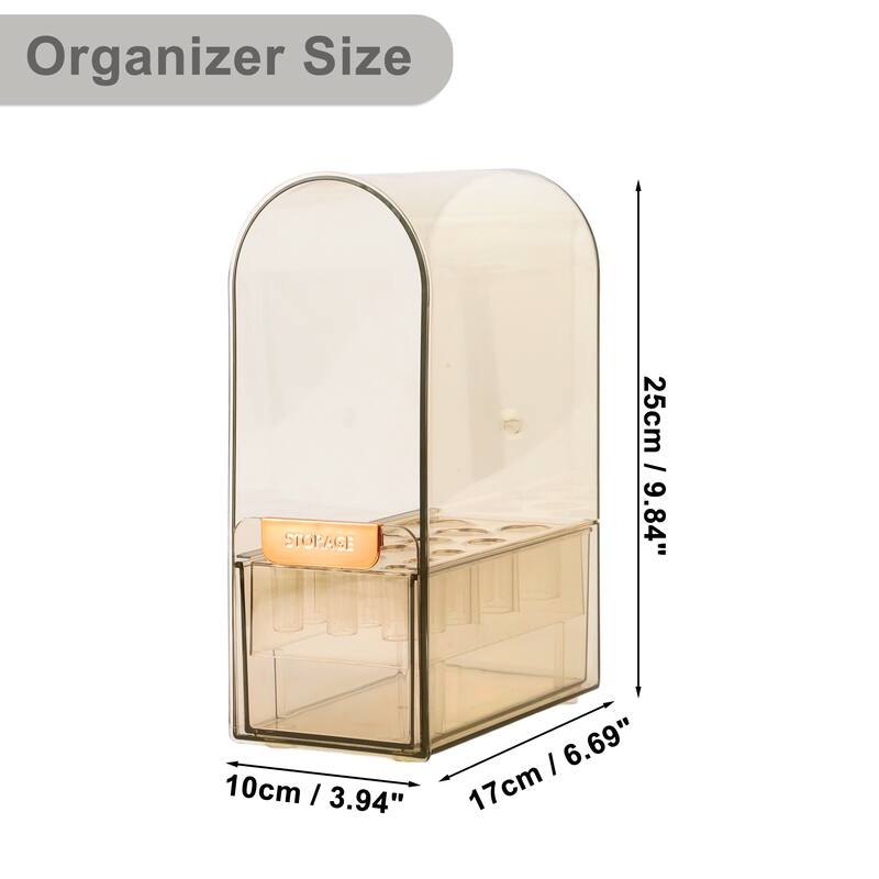 Makeup Organizer Dust-proof Makeup Organizer for Vanity Holder for Brush Brown - 6.69"x3.94"x9.84"