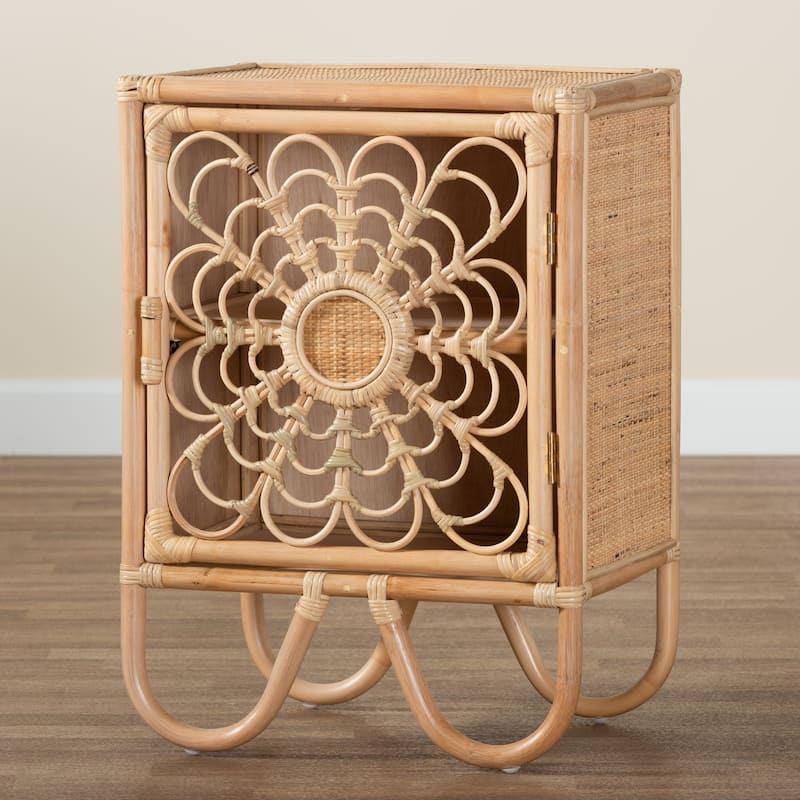 Acelin Modern Bohemian Natural Brown Rattan Nightstand