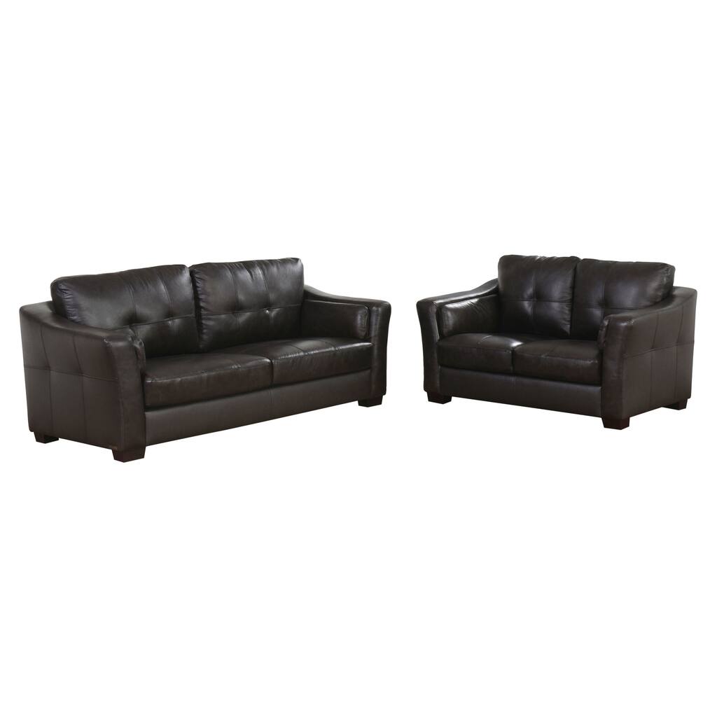 Abbyson 'Torrance' Top Grain Dark Brown Leather Sofa and Loveseat