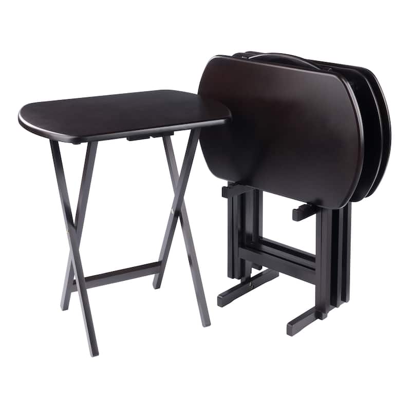 Corbett 4 Snack Tables with Stand Coffee Finish