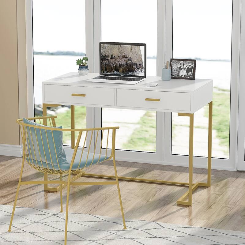 Computer Writing Study Desk with 2 Drawers