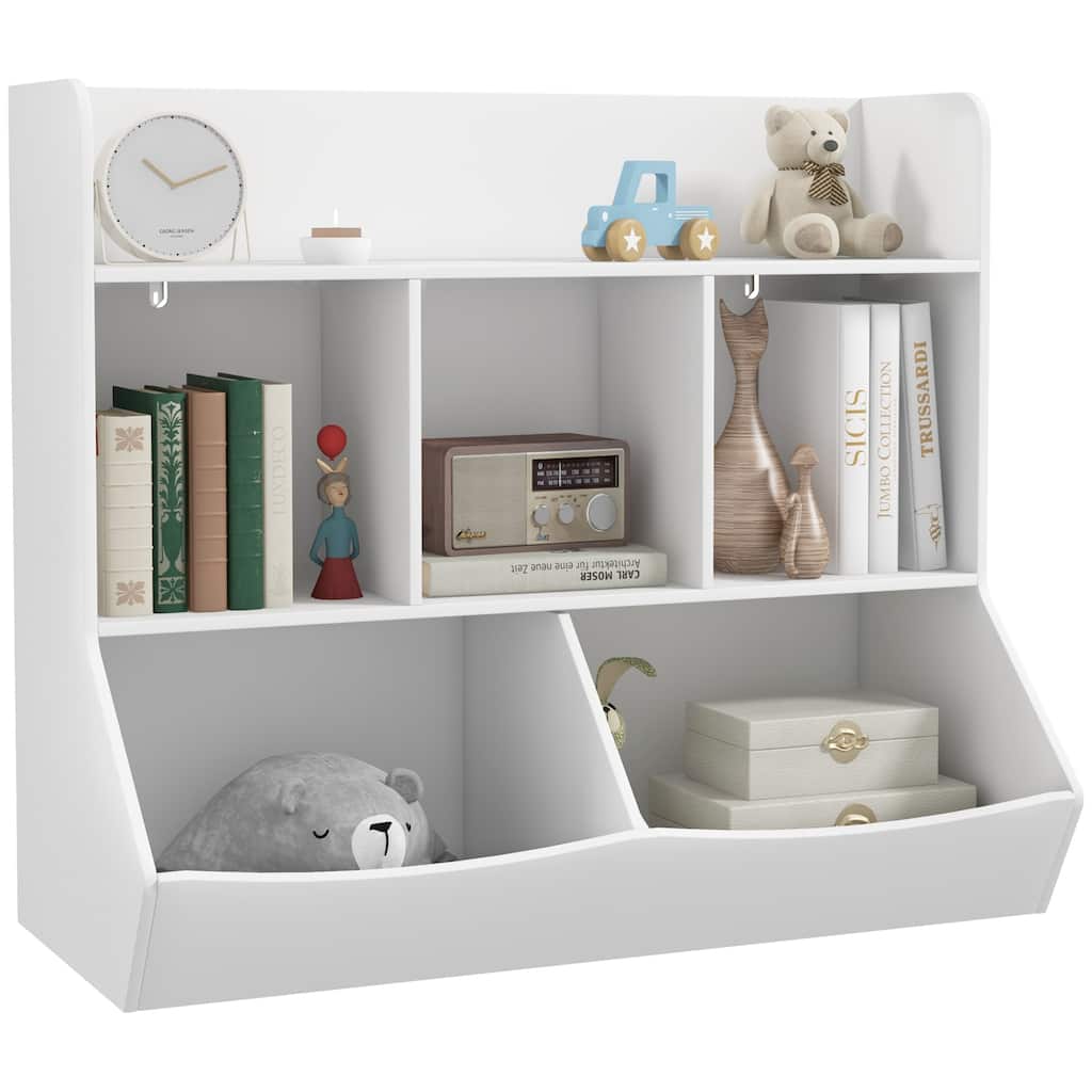 Kids Toy Shelf,3 Tier Kids Bookcase with 5 Compartment,Anti-Tip Device,Toy Organizer for Nursery, Living Room