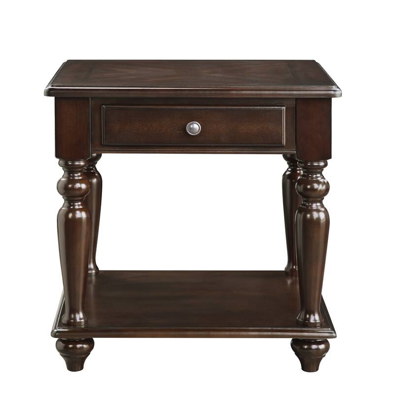 Modern Traditional Style End Table with Drawer and Bottom Shelf Furniture 1pc