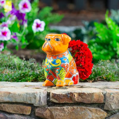 9" Ceramic Dog Shaped Talavera Planter