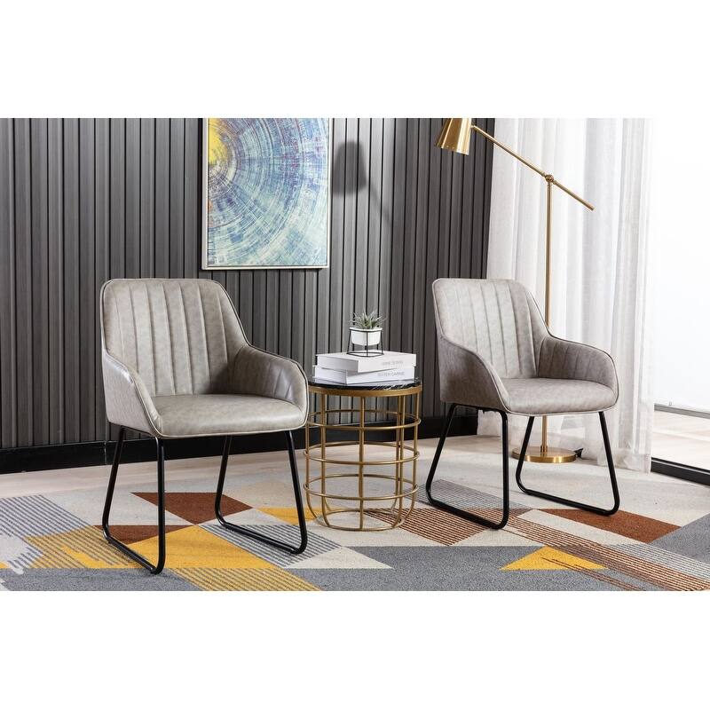 Home Beyond Synthetic Leather Dining Chairs Set of 2, Gray