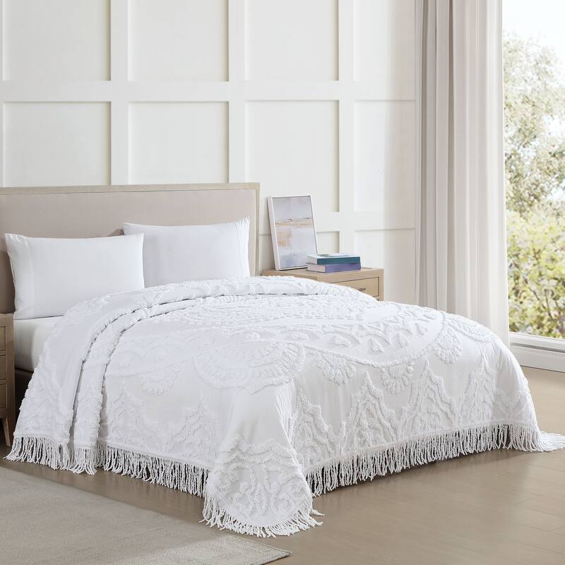 Lotus Chenille Collection - White - Queen