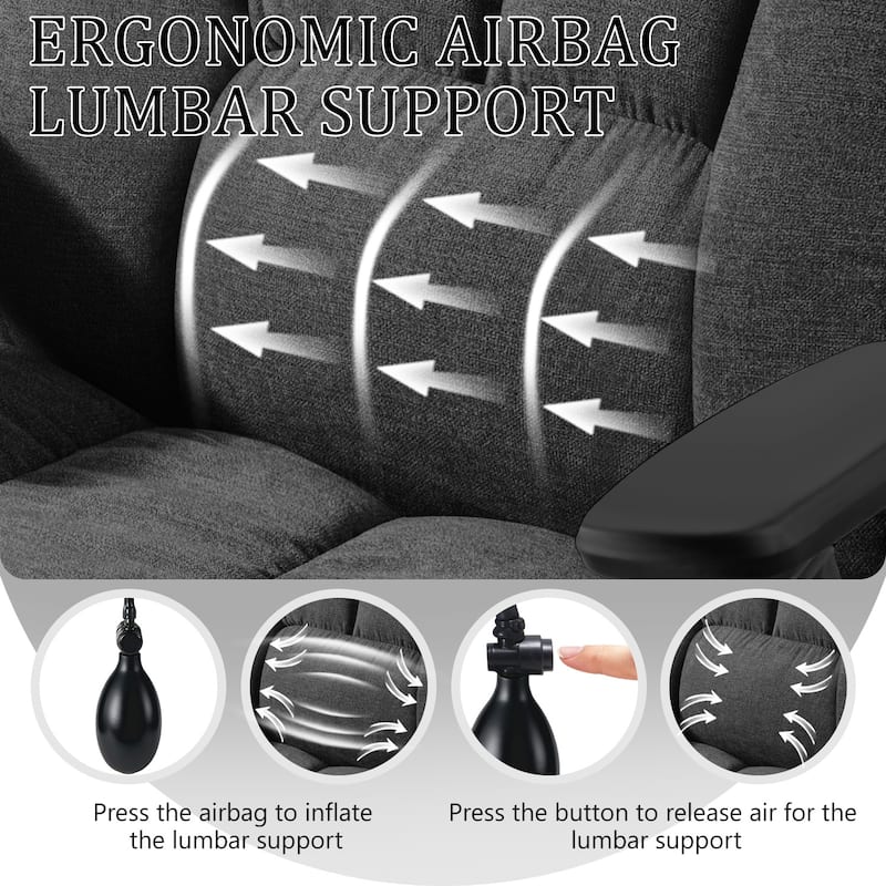 BOSSIN Criss Cross Office Chair with Flip-Up Arms - Wide Seat Desk Chair with Dynamic Airbag Lumbar Support & Wheels