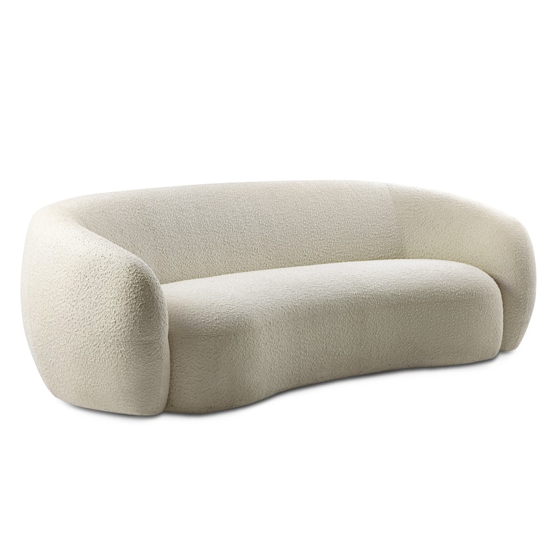WYNDENHALL Cara 89 inch Wide Contemporary Sofa in Vanilla Cream Boucle Performance Fabric - 88.5" W x 39.25" D x 28.75" H