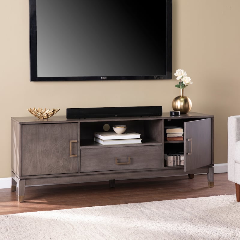 SEI Furniture Barlock Transitional Brown Wood Media TV Stand for TV's up to 60"