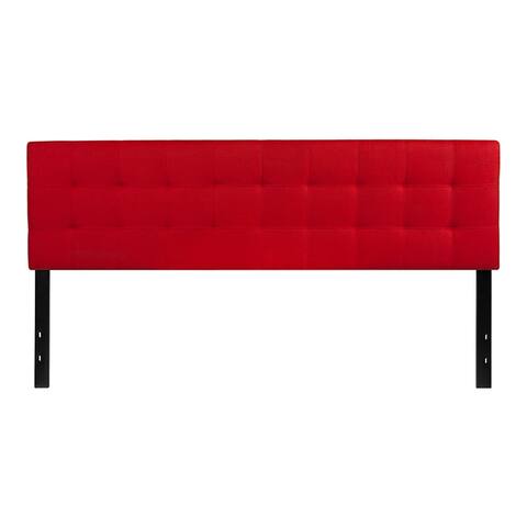 Offex Contemporary Tufted Upholstered King Size Panel Headboard in Red Fabric