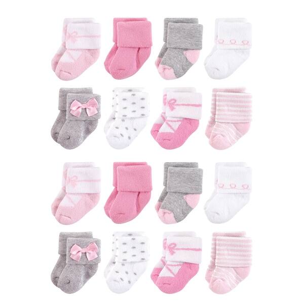 slide 1 of 1, Little Treasure Cotton Rich Terry Socks 16-Pack, Ballerina 0-6 Months - Ballerina