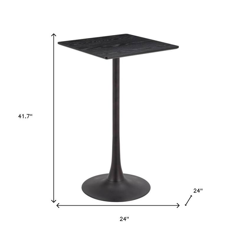 HomeRoots 24" Black Wood and Steel Square Bar Table - 24.00 in. x 41.70 in. x 24.00 in.