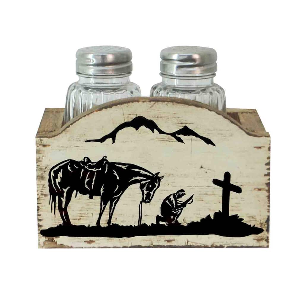 HiEnd Accents Praying Cowboy Design Salt & Pepper (Pair)