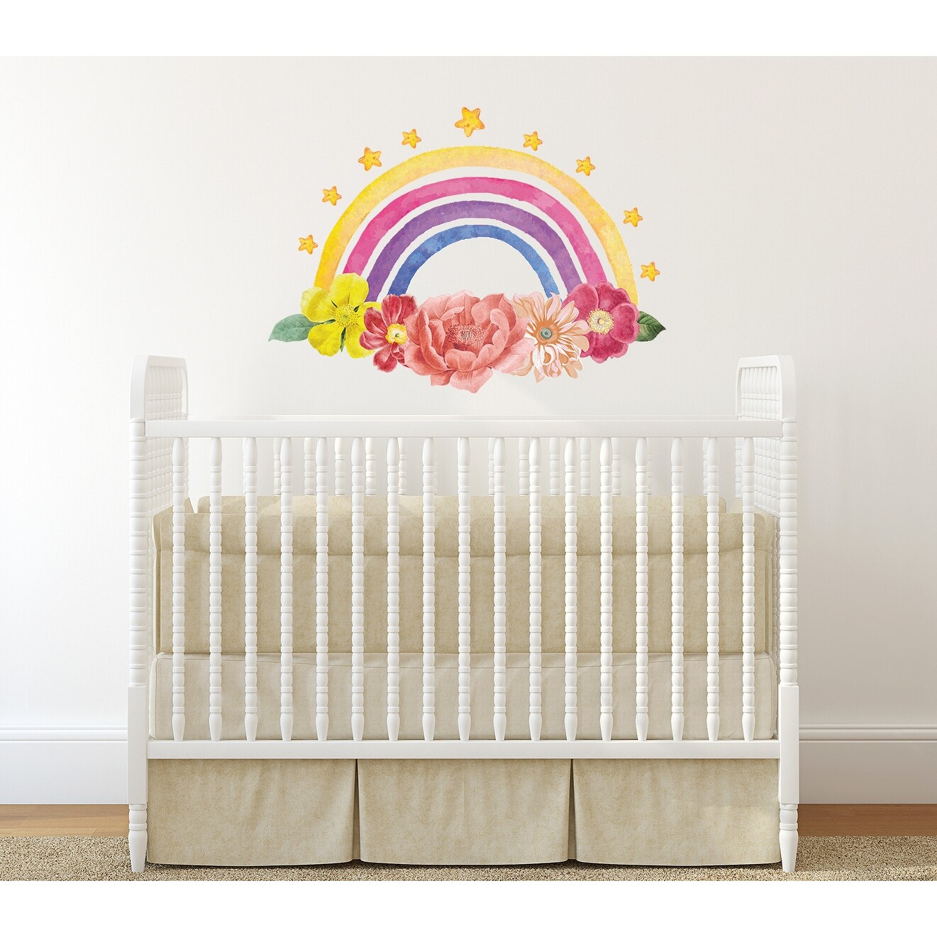Watercolor Rainbow Wall Art Decal Floral Decor-image