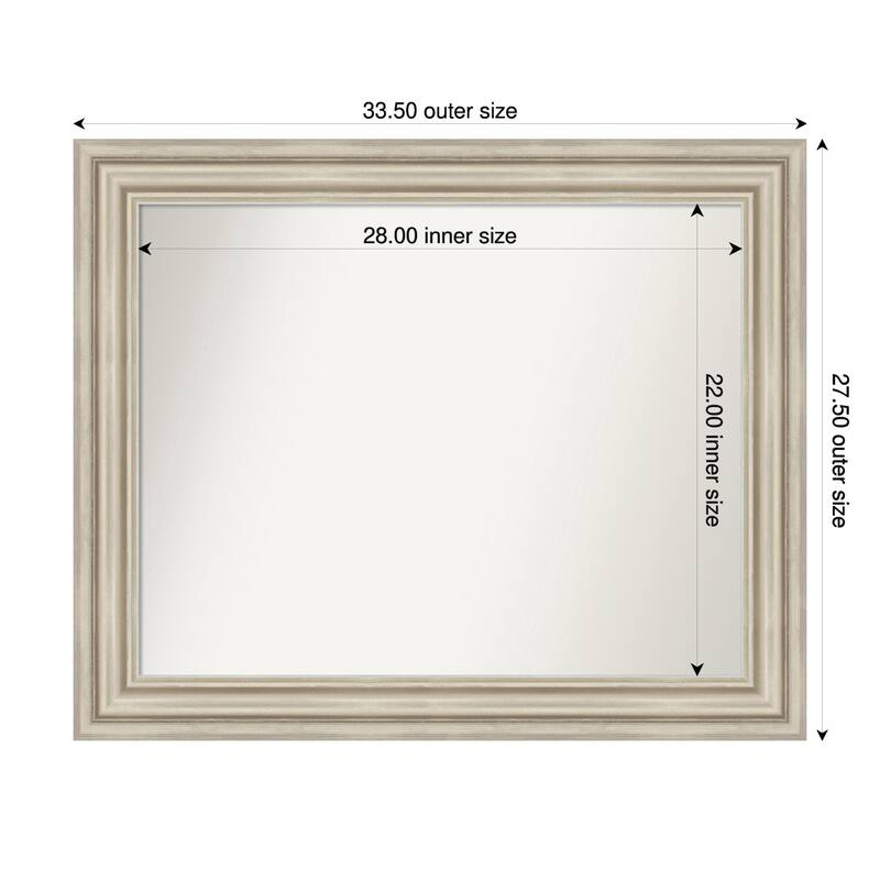 Sierra Non-Beveled Wood Framed Bathroom Vanity Wall Mirror - 34 x 28 in - Sierra Silver