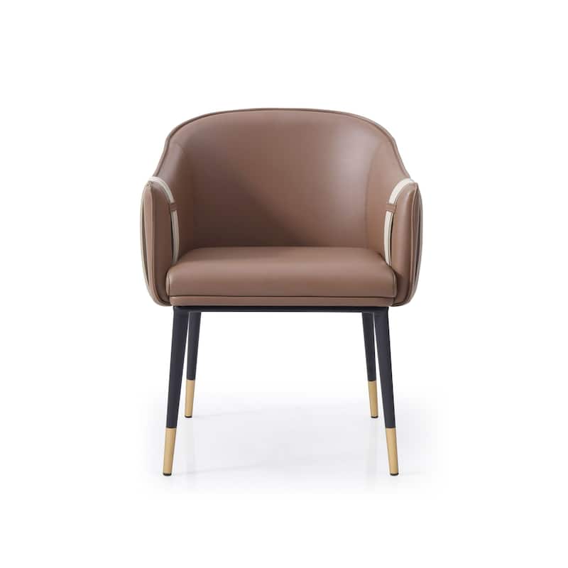 Modrest Calderon Modern Brown & Beige Vegan Leather Dining Chair