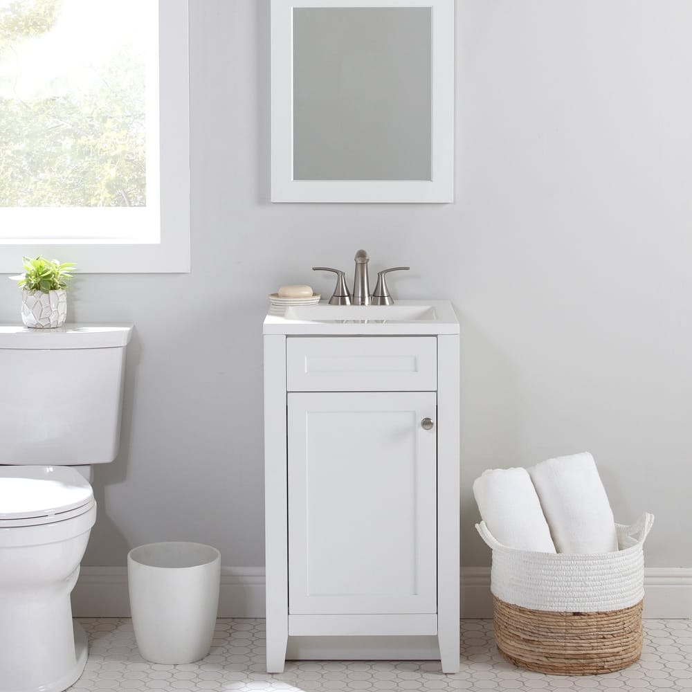 Spring Mill Cabinets Wyre 18" 1-Door Bathroom Vanity With White Sink Top
