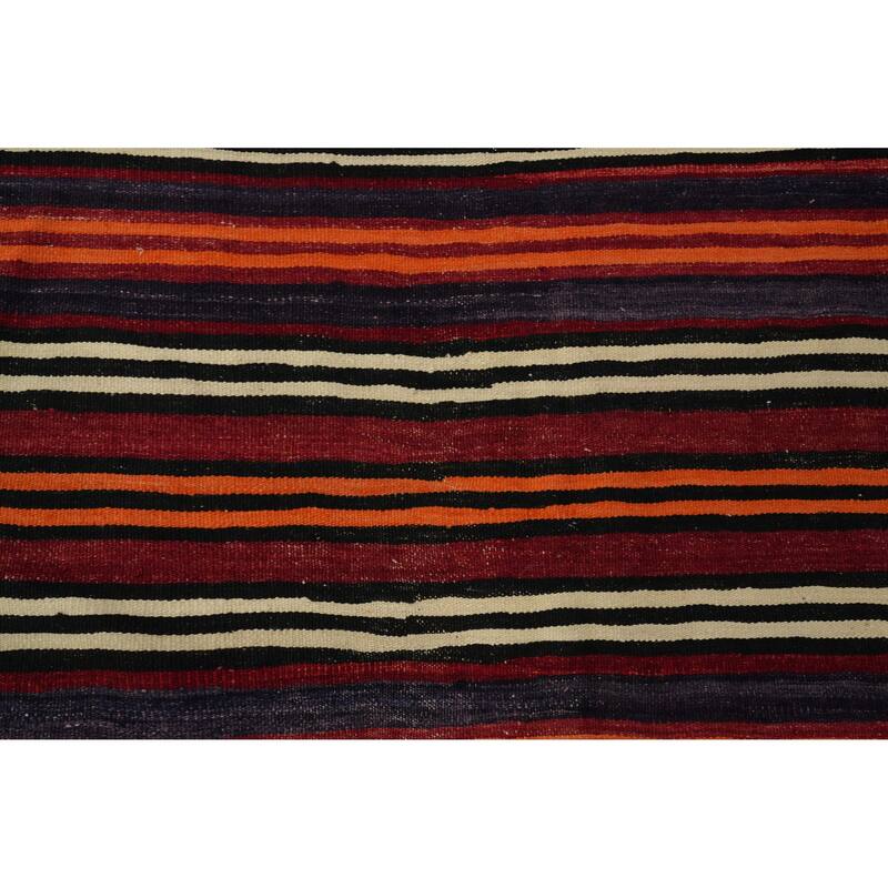 Hand Woven Oriental 100% Wool Carpet Southwestern Geometric Red Kilim Area Rug - 11' 1'' X 5' 2''