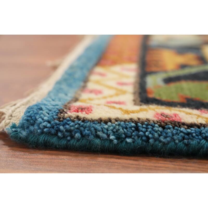 Hand Knotted Oriental 100% Wool Carpet Traditional Tribal Navy Blue & Blues Kazak Area Rug - 10' 3'' X 8' 2''