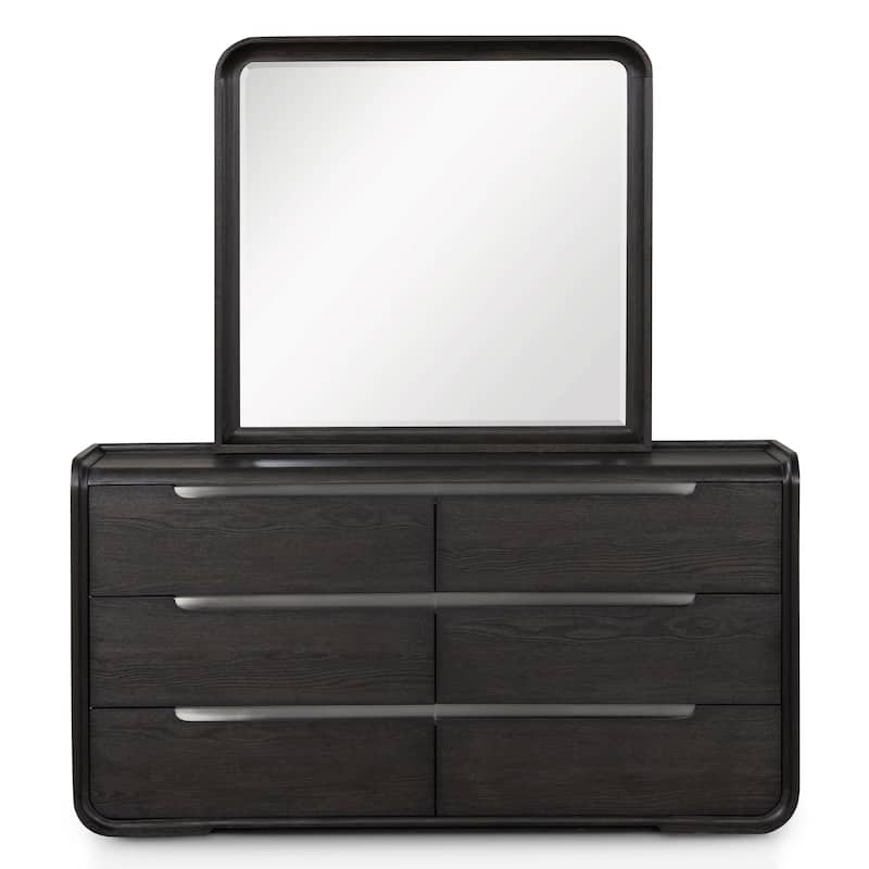 Furniture of America Addeso 2-Piece Modern 6-Drawer Dresser and Mirror Set