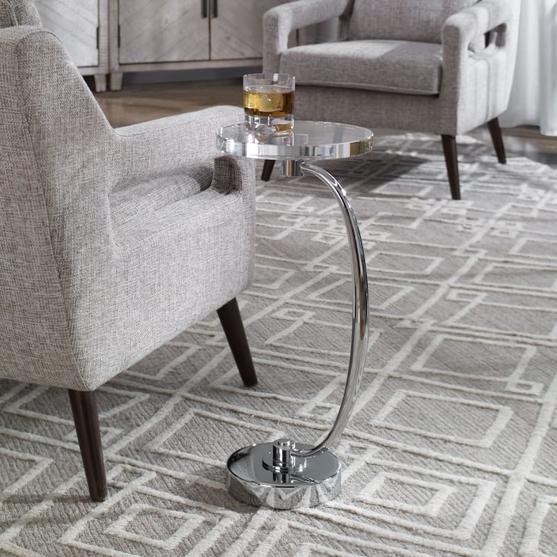 26.5" Silver Sleek Curved Drink Table