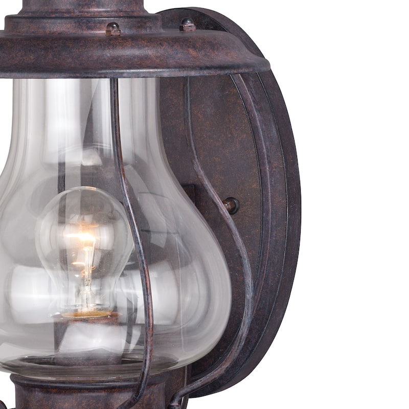 Dockside 1 Light Bronze Coastal Outdoor Wall Lantern Clear Glass - 8-in W x 14.75-in H x 10.25-in D