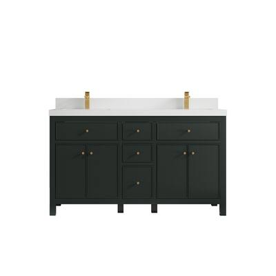 Willow Collections 60 in W x 22 in D Sonoma Free Standing Reeded Double Sink Bathroom Vanity with Countertop