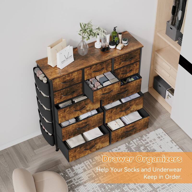12 Drawer Dresser, Storage Organizer Unit with Fabric