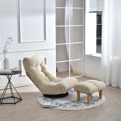 Swivel Cotton Single Sofa Reclining Chair with Footrest