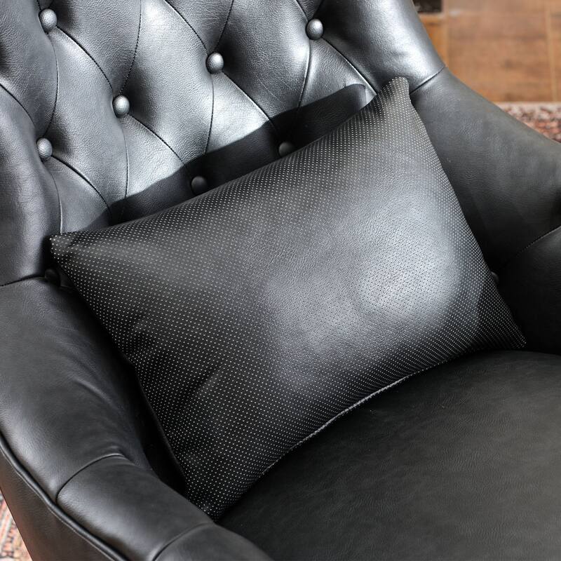 KINWELL Upholstered Tufted Faux Leather Wingback Chair PU Accent Chair