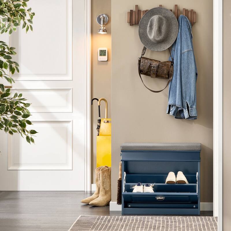 SoBuy FSR82-L-W, Hallway Shoe Bench Storage Cabinet With Flip-Drawer