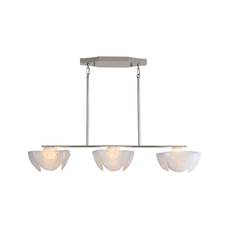 Glacier LED Linear Pendant in Polished Nickel with Icy Glass Shade - Gold