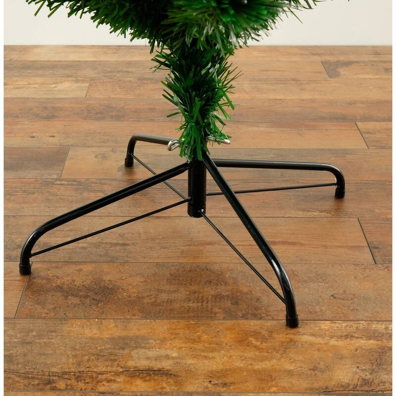 6' Pre-Lit Fiber Optic Artificial Christmas Tree, Multicolor LED Lights - 6 Foot