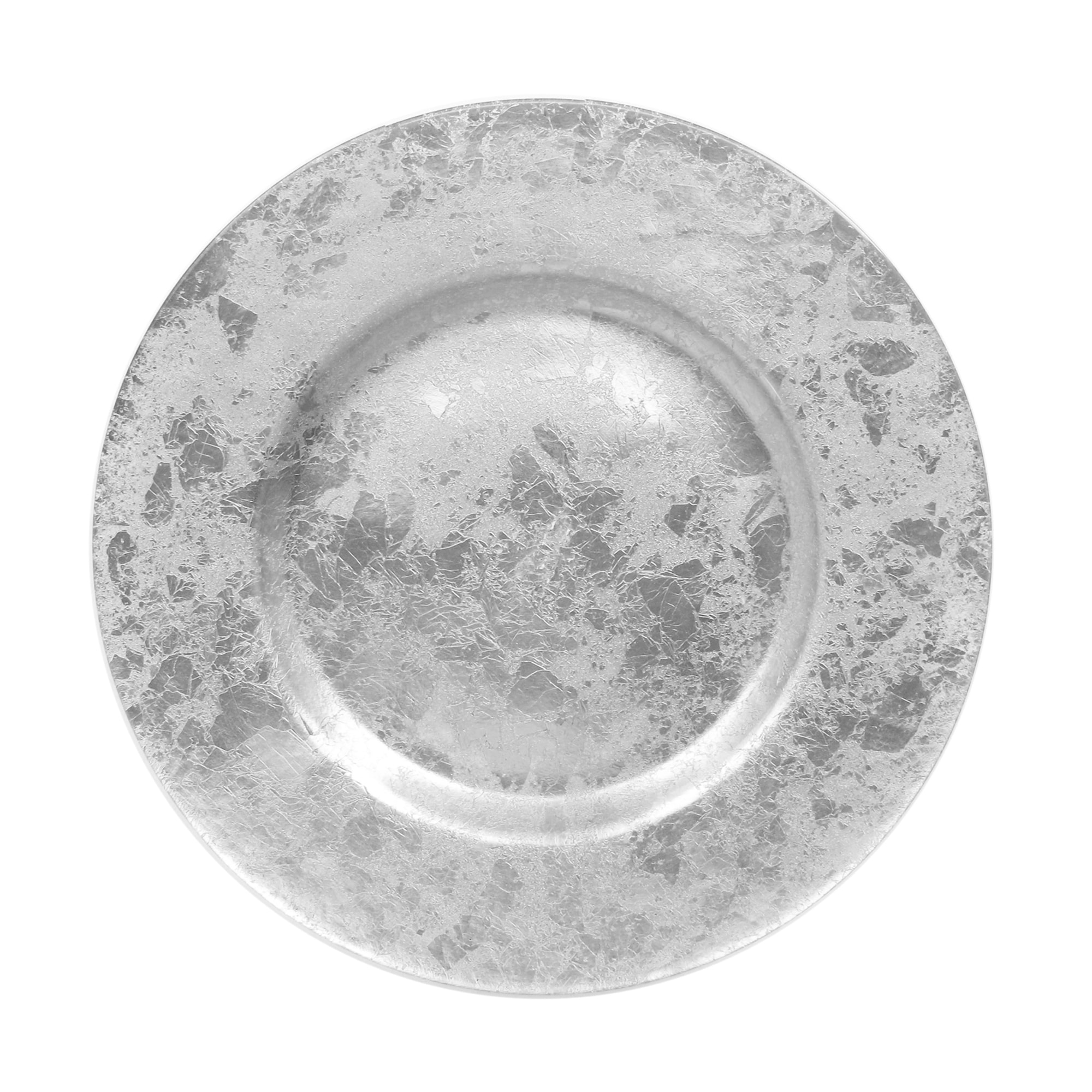 Red Pomegranate Magara Charger Plate Clear Silver 13-Inch
