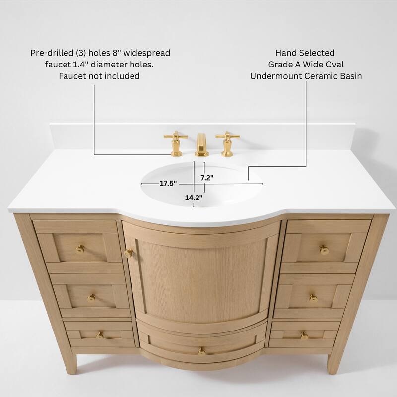 Ancerre Designs Lauren Vanity Set with Carrara White Marble Top