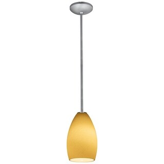 Access Lighting Champagne - Glass Pendant - 1-Light Pendant - Rod - Brushed Steel Finish - Maya Glass Shade - Replaceable LED