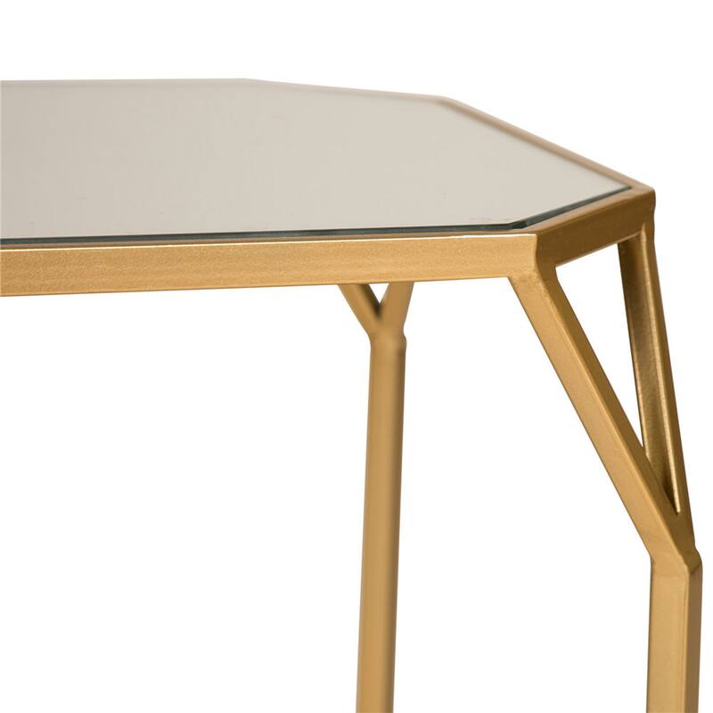 Glitzhome Set of 2 Glam Glass Modern Square/Octagon Gold/Silver Side Table Sofa Table