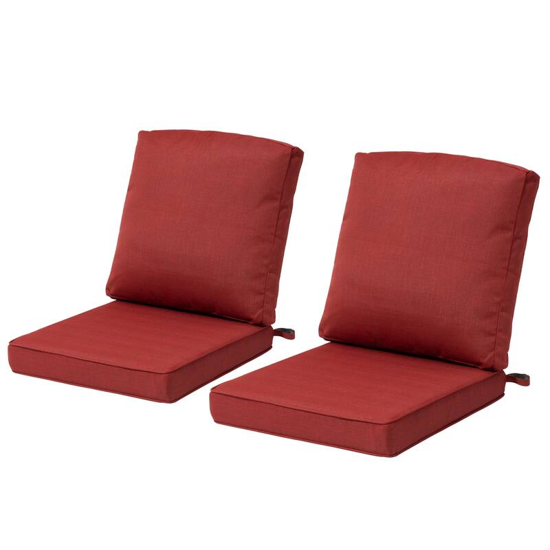 22 x 21 in Outdoor Patio Deep Seat Cushions Set Water Resistant - CHILI - 2PC