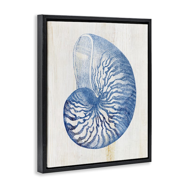 Stupell Blue Nautilus Shell Framed Floater Canvas Wall Art Design By Susan Arnot