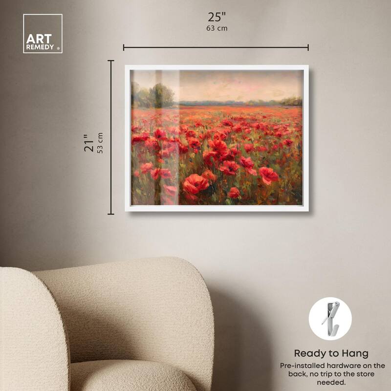 Sea of Red Poppies II Shadowbox by Art Remedy