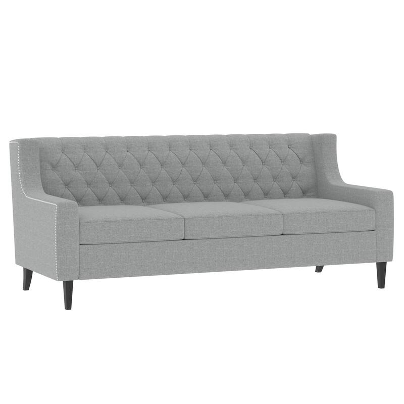 Mid Century Modern 78.75" Polyester 3-seater Sofa with Button Tufted Backrest and Comfy Cushion for Living Room