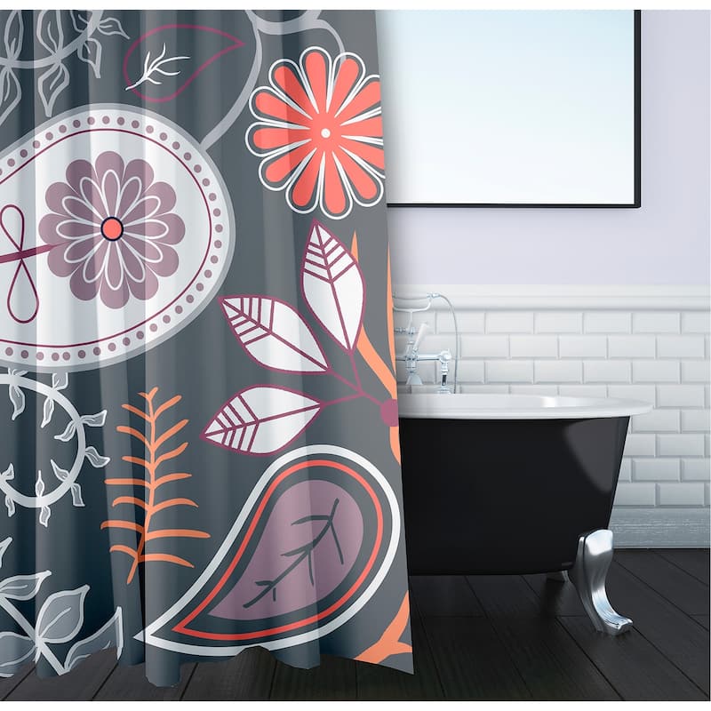 71 x 74 Paisley Floral Print Shower Curtain