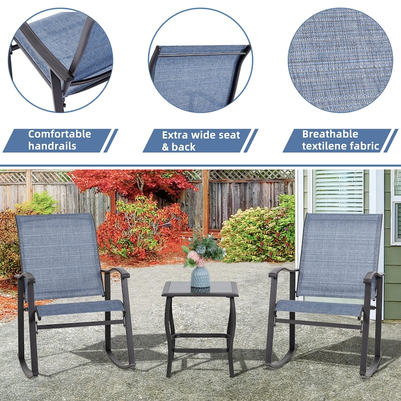 Futzca 3 Piece Outdoor Rocking Bistro Set - N/A
