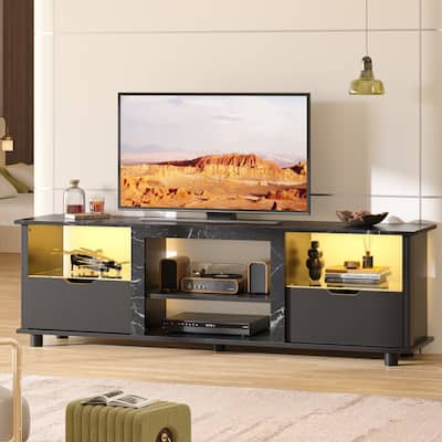 70'' Gaming TV Stand with Storage, LED Media Console - 70.87"W×13.78"D×23.03"H