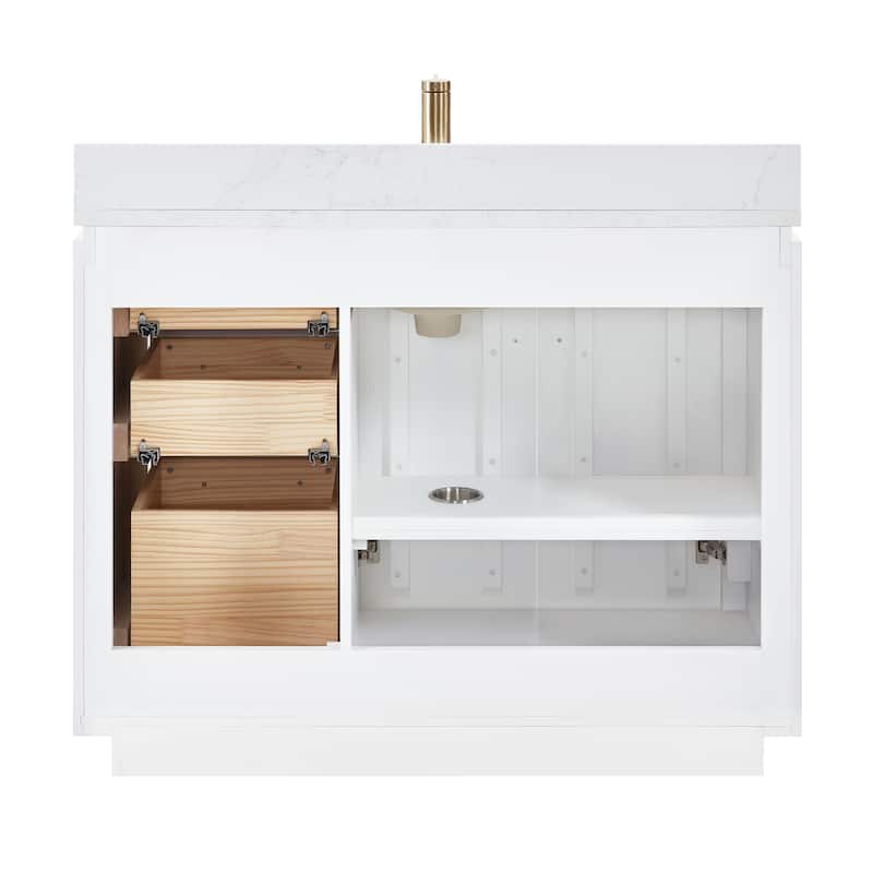 San Single Bath Vanity with Composite Stone Top without Mirror