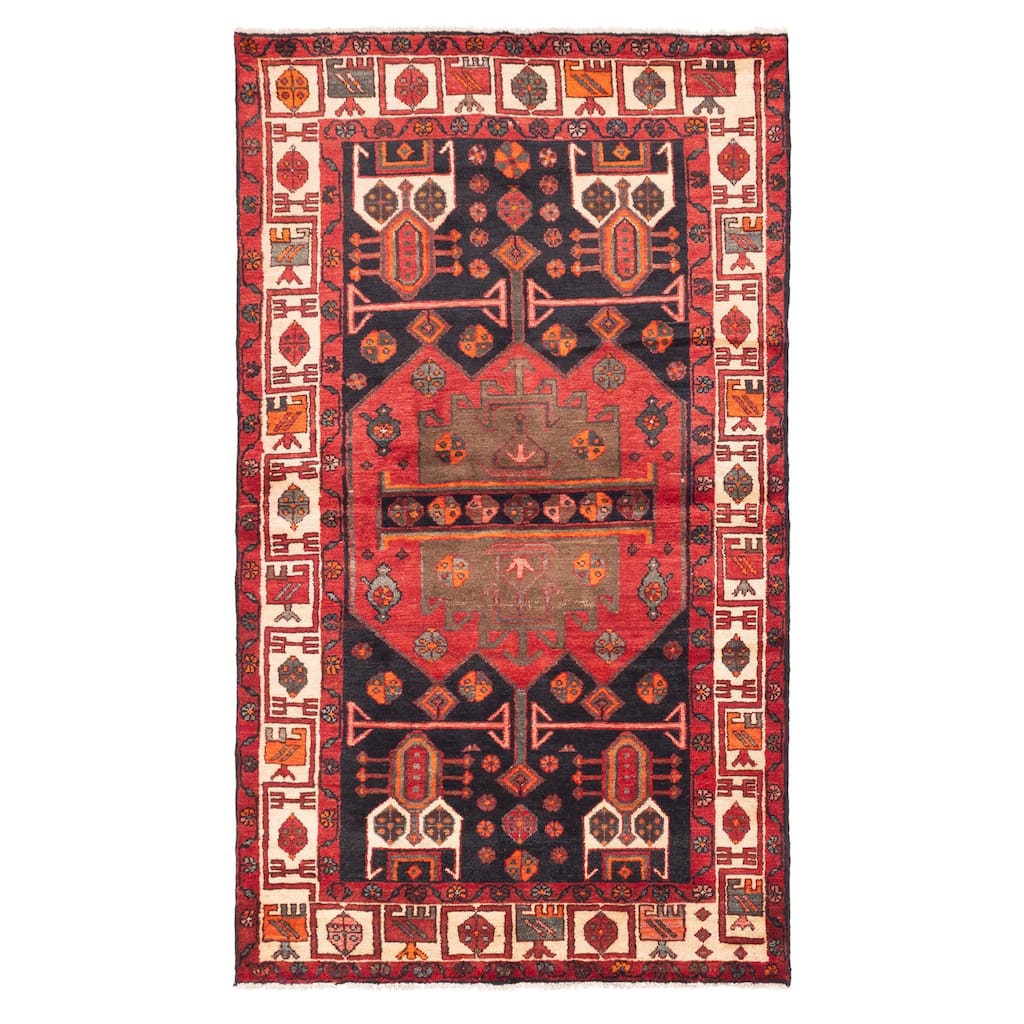ECARPETGALLERY Hand-knotted Konya Anatolian Black, Red Wool Rug - 4'3 x 7'7